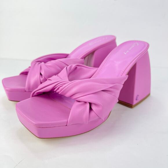 Circus By Sam Edelman 8 Marianna Pink Twist Chunky Slip On Open Toe Heel Sandals - Picture 3 of 9